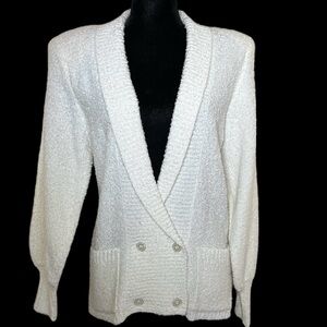 Sideffects - 80's White Double Breast Sweater DEADSTOCK - Size M